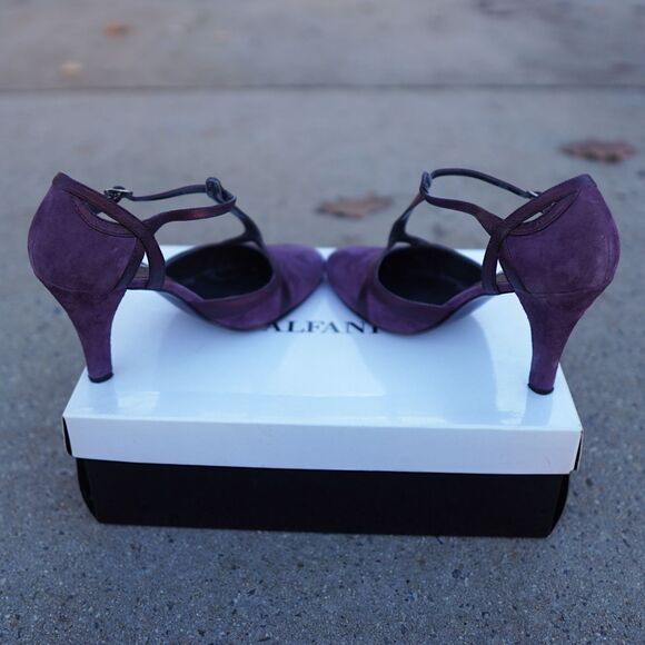 Alfani Purple Suede T-Strap Heels 4 In Stiletto Pumps Women's 7 Box - Picture 9 of 12